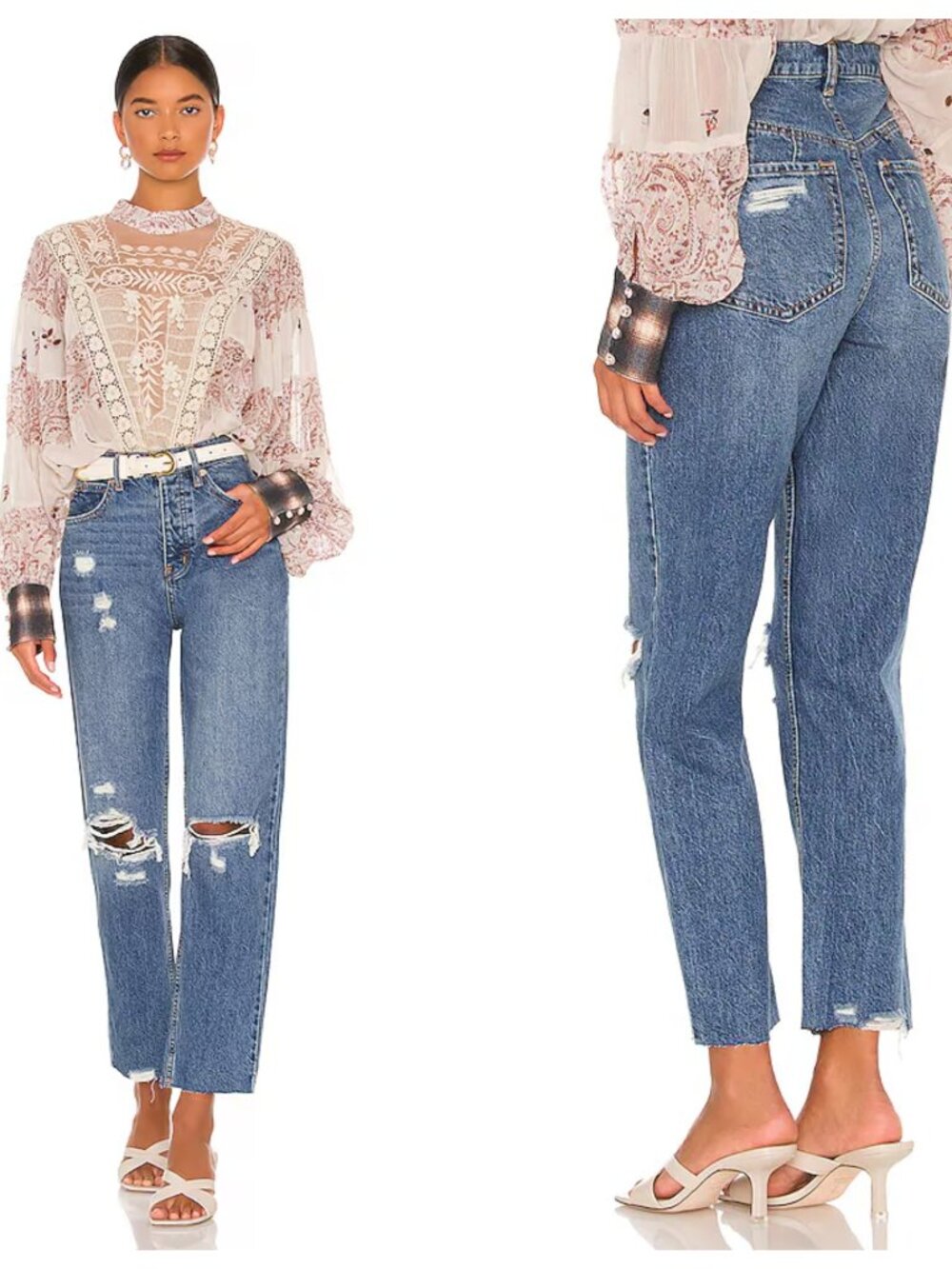 Free People We The Free Georgine Mom Jean Crvy West End Blue Size 28